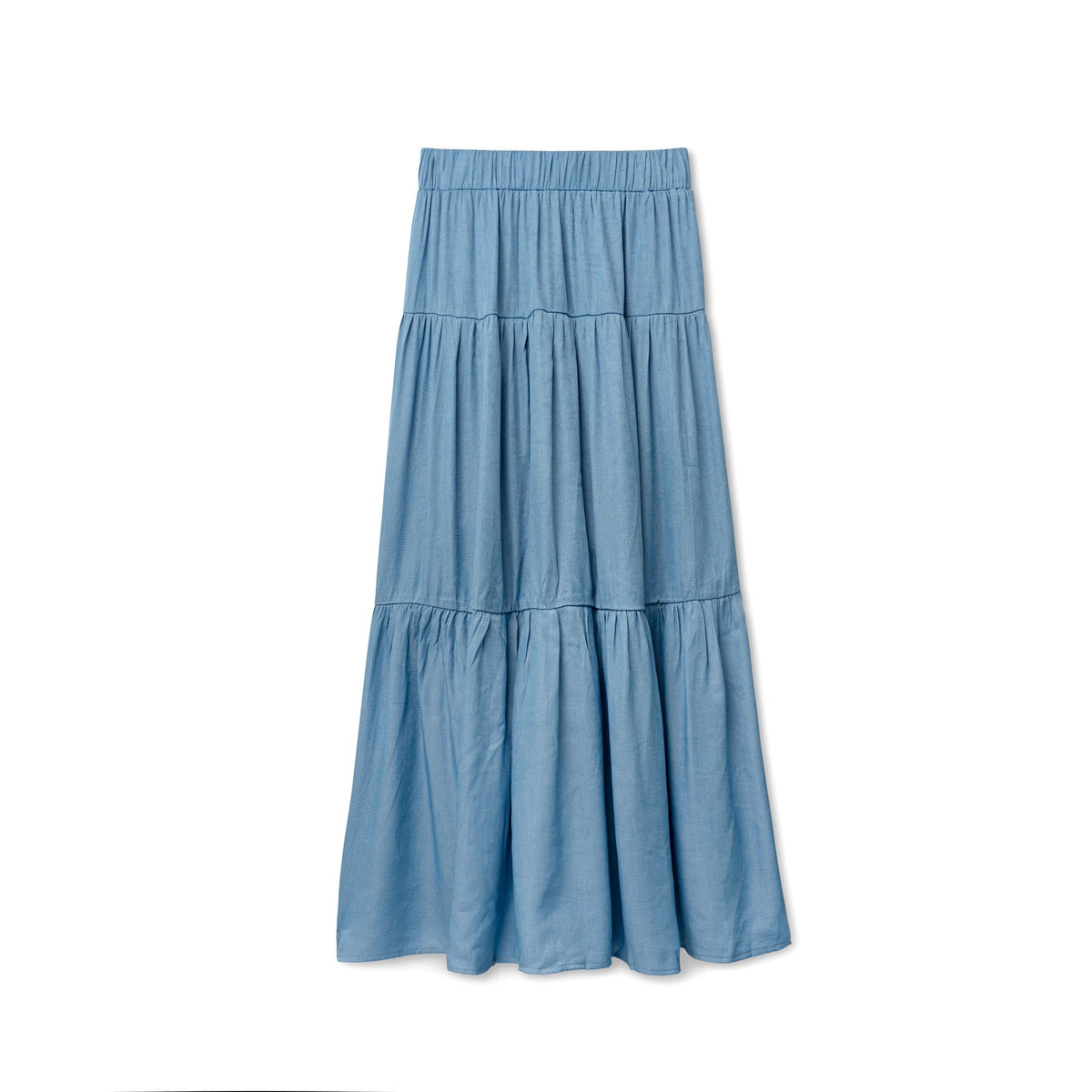 Tiered Maxi Skirt - Light Denim